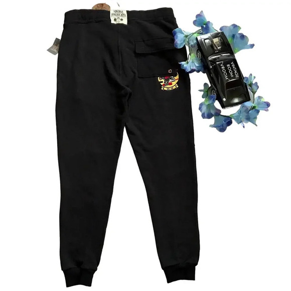Vintage Americana NWT Black Jogger with Patches Men M - Picture 6 of 12